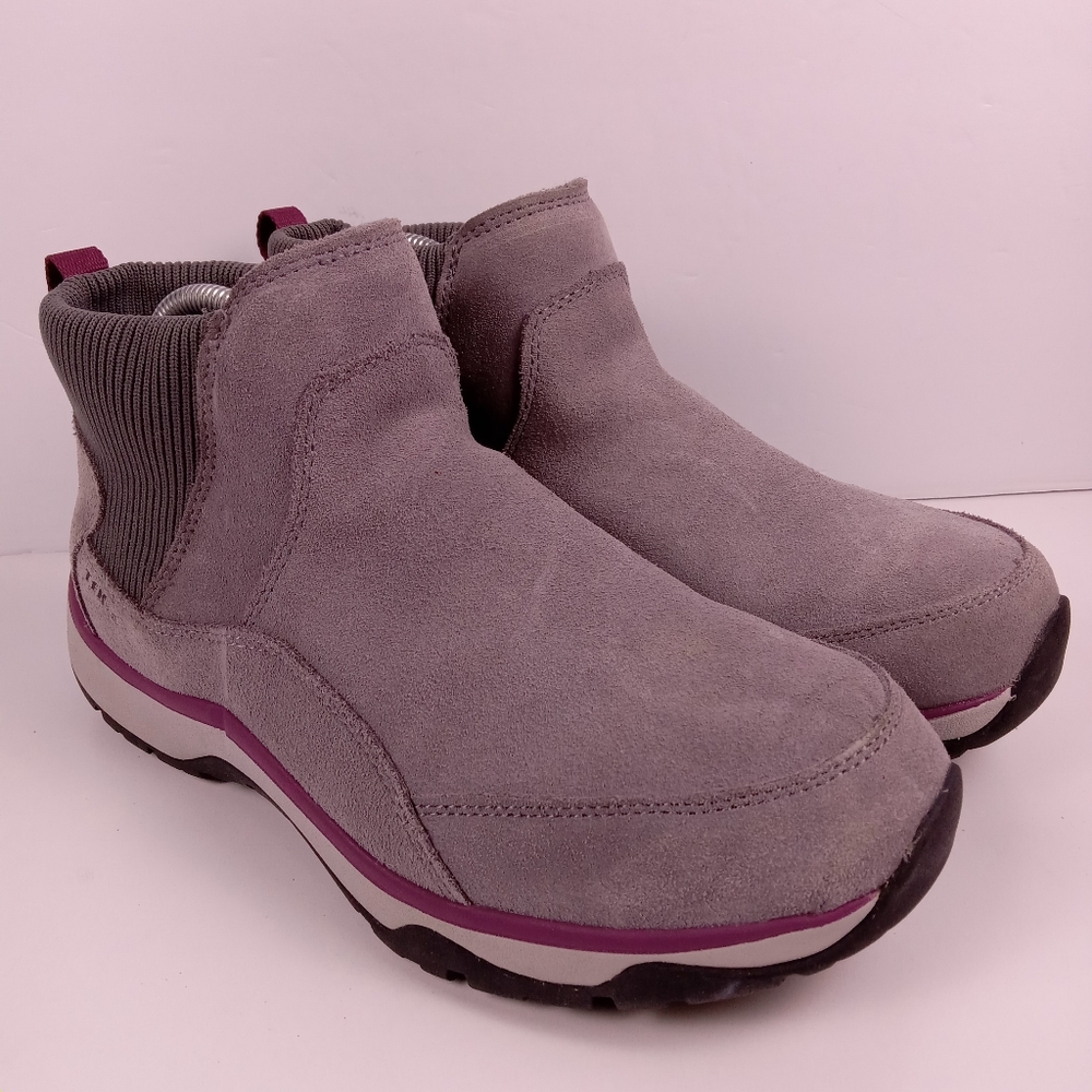 L.L. Bean Snow Sneaker 5 Boots Womens Size 10 Wide Gray Suede Pull On Waterproof